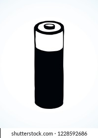 Modern engine cylinder on light backdrop. Pole object logo pictogram. Dark black ink hand drawn emblem in retro art cartoon style on paper space for text. Closeup view