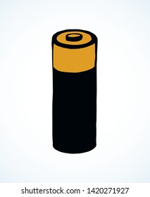 Modern engine cylinder on light backdrop. Freehand outline black ink hand drawn pole object logo pictogram emblem sketchy in retro art doodle cartoon style pen on paper space for text. Closeup view