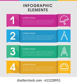 Modern engineer infographic template. infographic design with engineer icons includes compass. can be used for presentation, diagram, annual report, web design. 