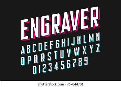Modern engraved font vector illustration