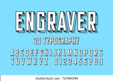 Modern engraved font vector illustration