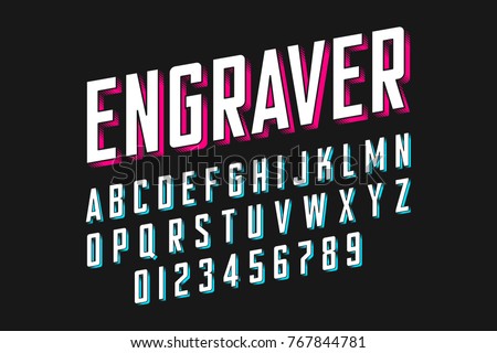 Modern engraved font vector illustration