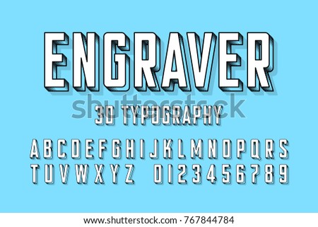Modern engraved font vector illustration