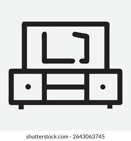 Modern Entertainment Center Icon in Minimalist Line Art Style