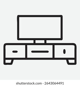 Modern Entertainment Center Icon in Sleek Line Art Style
