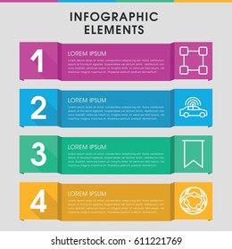 Modern eps infographic template. infographic design with eps icons includes police car, flag. can be used for presentation, diagram, annual report, web design. 