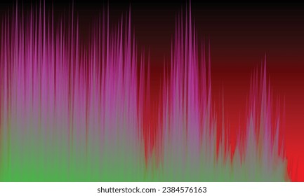 Ecualizador moderno de ondas sonoras. Ilustración del vector verde púrpura sobre fondo rojo oscuro - EPS 10