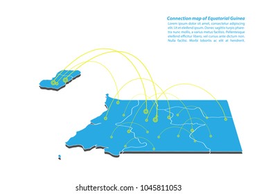 Modern of equatorial Guinea Map connections network design, Best Internet Concept of equatorial Guinea map business from concepts series, map point and line composition. Infographic map. Vector.