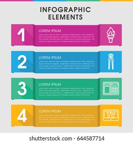 Modern equipment infographic template. infographic design with equipment icons includes tv, pliers, torch. can be used for presentation, diagram, annual report, web design.