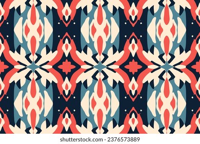 Modern era Italian ikat seamless pattern, Precise abstract repetitive tribal design. For texture textile wallpaper background backdrop.