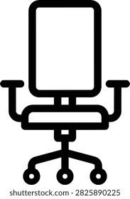 Modern ergonomic black leather executive swivel chair for office workspace, isolated vector illustration