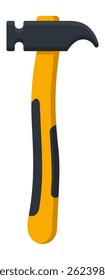 Modern ergonomic hammer with yellow and black rubber grip, designed for comfortable and safe use, isolated on a white background, ideal for construction and DIY projects