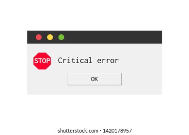 Modern Error Message Dialog Box. System Fail Window