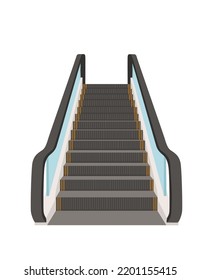 Modern escalator electronic stairs with glass vector illustration isolated on white background