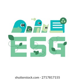Principios ASG modernos y sostenibilidad visual. Ilustración de estilo lindo y simple.