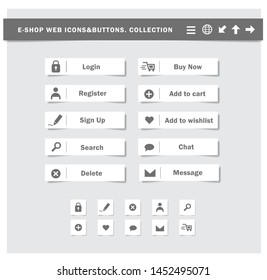 Modern  E-shop Action Button set. Web Icons. 