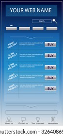 Modern e-shop and website template silver and blue