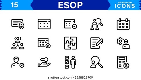 Modern ESOP Icons - High-Quality Graphics for Finance, Corporate Plans, and Employee Ownership Projects