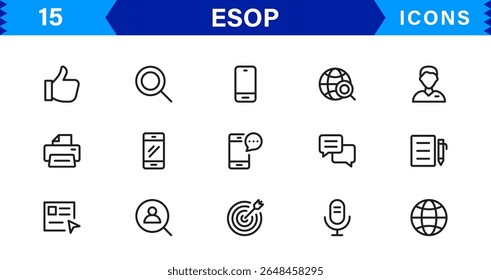 Ícones ESOP modernos - Gráficos de alta qualidade para finanças, planos corporativos e projetos de propriedade de funcionários