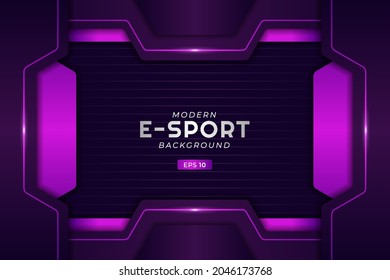 Modern E-Sport Gaming Background Glowing Purple Futuristic Technology