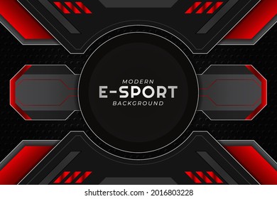 Modern E  Sport Gaming Banner Circle Red and Dark Background