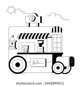 Moderno Café Espresso Ilustraciones lineales