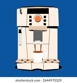 Modern Espresso Machine Brewing Fresh Espresso Vector Illustration