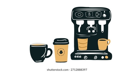 moderne Espressomaschine mit Tasse Kaffee