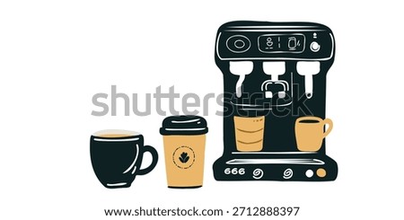 modern espresso machine with cup of coffee