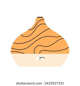 Moderno difusor de aceite esencial o humidificador de aire. СHumidificador de niebla. Dispositivo para humidificar el aire en la casa. Ilustración vectorial en estilo de dibujos animados. Aislado sobre fondo blanco