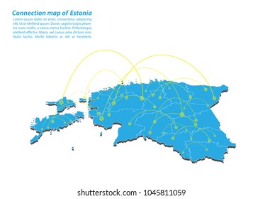 Modern of estonia Map connections network design, Best Internet Concept of estonia map business from concepts series, map point and line composition. Infographic map. Vector Illustration.
