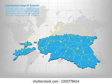 Modern of estonia Map connections network design, Best Internet Concept of estonia map business from concepts series, map point and line composition. Infographic map. Vector Illustration.