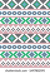 Modern Ethnic Fair Isle Seamless Pattern/Print Background in Vector - This is a classic and ethnic Fair Isle print suitable for online/physical product such as website resources, graphics &  prints