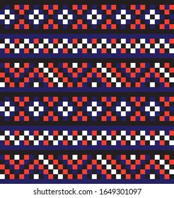 Modern Ethnic Fair Isle Seamless Pattern  for website resources, graphics, print designs, fashion textiles, knitwear, etc.