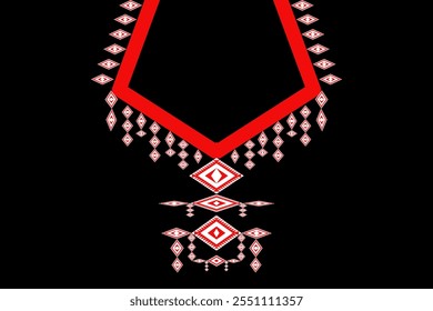 Modern ethnic neckline pattern,beautiful collar striped on black background,fashion art design