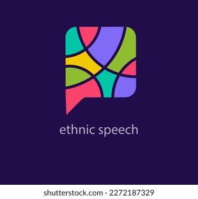 Modern ethnic speech bubble logo. Unique design color transitions. Colorful chat room logo template. vector.