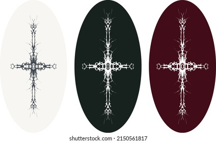 Modern ethnicity. Decorative ornament. Abstract fantasy cross. Abstract religion. Gothic symbol.[Vector]