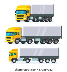 Modern European standard flat nose articulated lorry truck. Modern flat style vector illustration isolated on white background.