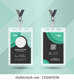 Modern Event Staff Id Card Set With Lanyard. Vector Design And Text Template Illustration