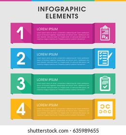 Modern exam infographic template. infographic design with exam icons includes check list, clipboard. can be used for presentation, diagram, annual report, web design.