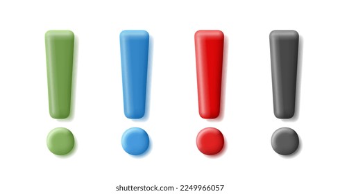 Modern exclamation mark 3d set for use in design on white background.