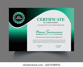 Modelo de design de certificado exclusivo moderno