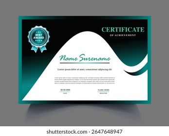 Modelo de design de certificado exclusivo moderno