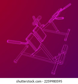 Modern exercise machine for the back and abs. Hyperextension simulator for home and gym. Sports at home. Wireframe low poly mesh vector illustration