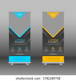 Modern Exhibition Advertising Trend Business Roll Up Banner Stand Poster Brochure flat design template creative concept