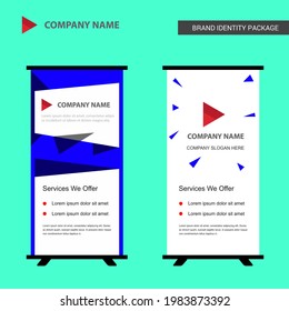 Modern Exhibition Advertising Trend Business Roll Up Banner Stand Poster Brochure flat design template creative concept. Presentation. Cover Publication. Stock vector. company roll-up banner. EPS 10