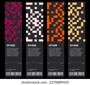 Modern exhibition ticket template layout made with abstract vector geometric shapes. Brutalism inspired graphics. Great for branding presentation, poster, cover, art, tickets, prints, etc.