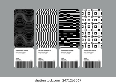 Modern exhibition ticket template layout abstract geometric shapes pattern line square poster minimal black white graphic design receipt urban style repeat annual cover print