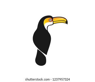 Modern Exotic Black Toucan Bird Logo Illustration In Isolated White Background