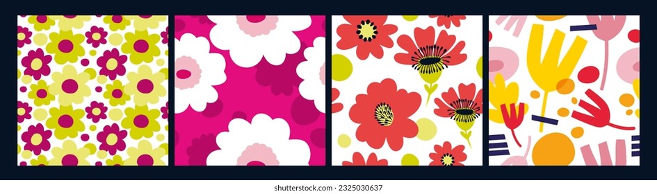 Modern exotic floral abstract pattern. Collage contemporary seamless pattern. Full Vector Hand drawn cartoon style pattern